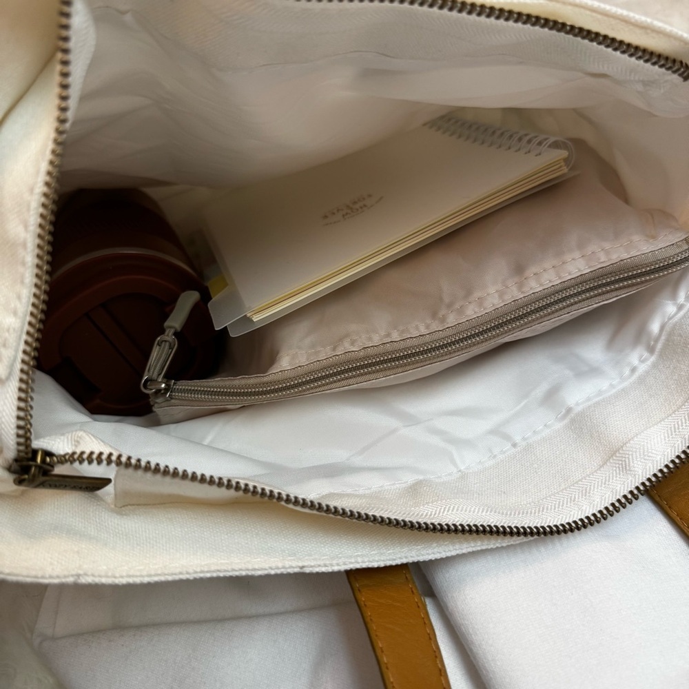 Cozy Neutral Lover Girlâs Perfect Errand Run Bundle Tan Beige Brown White Tote - Picture 6 of 9